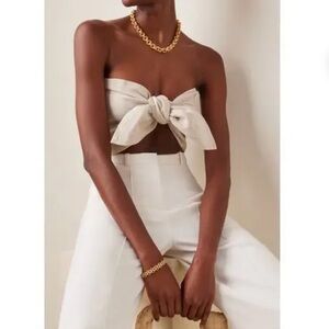 Posse Strapless Linen Bandeau Bow Front